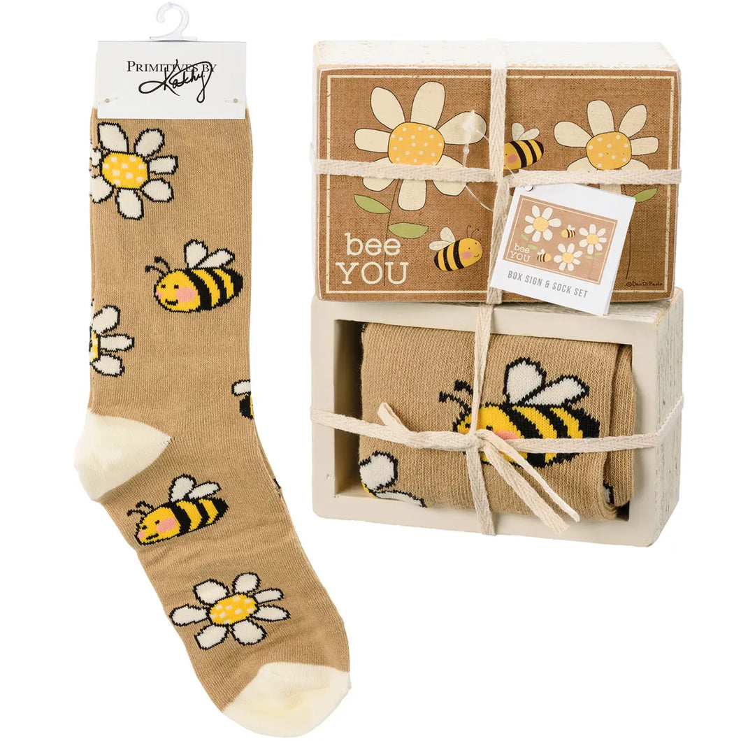 Bee You Socks and Block Gift Set