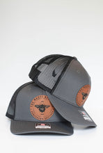 Load image into Gallery viewer, Leather Patch Nauti Bee Trucker Hat
