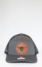 Load image into Gallery viewer, Leather Patch Nauti Bee Trucker Hat
